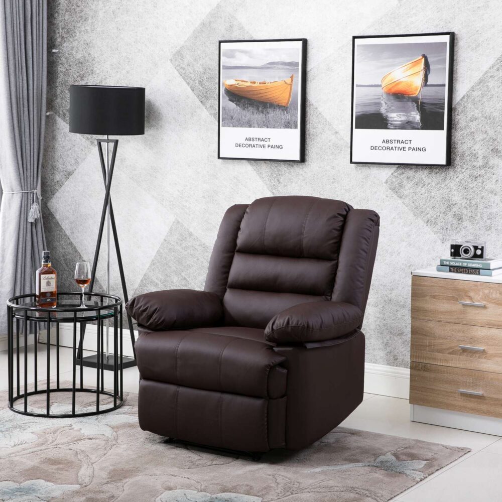 Lisbon Home Lounge Leather Manual Recliner Armchair in Brown