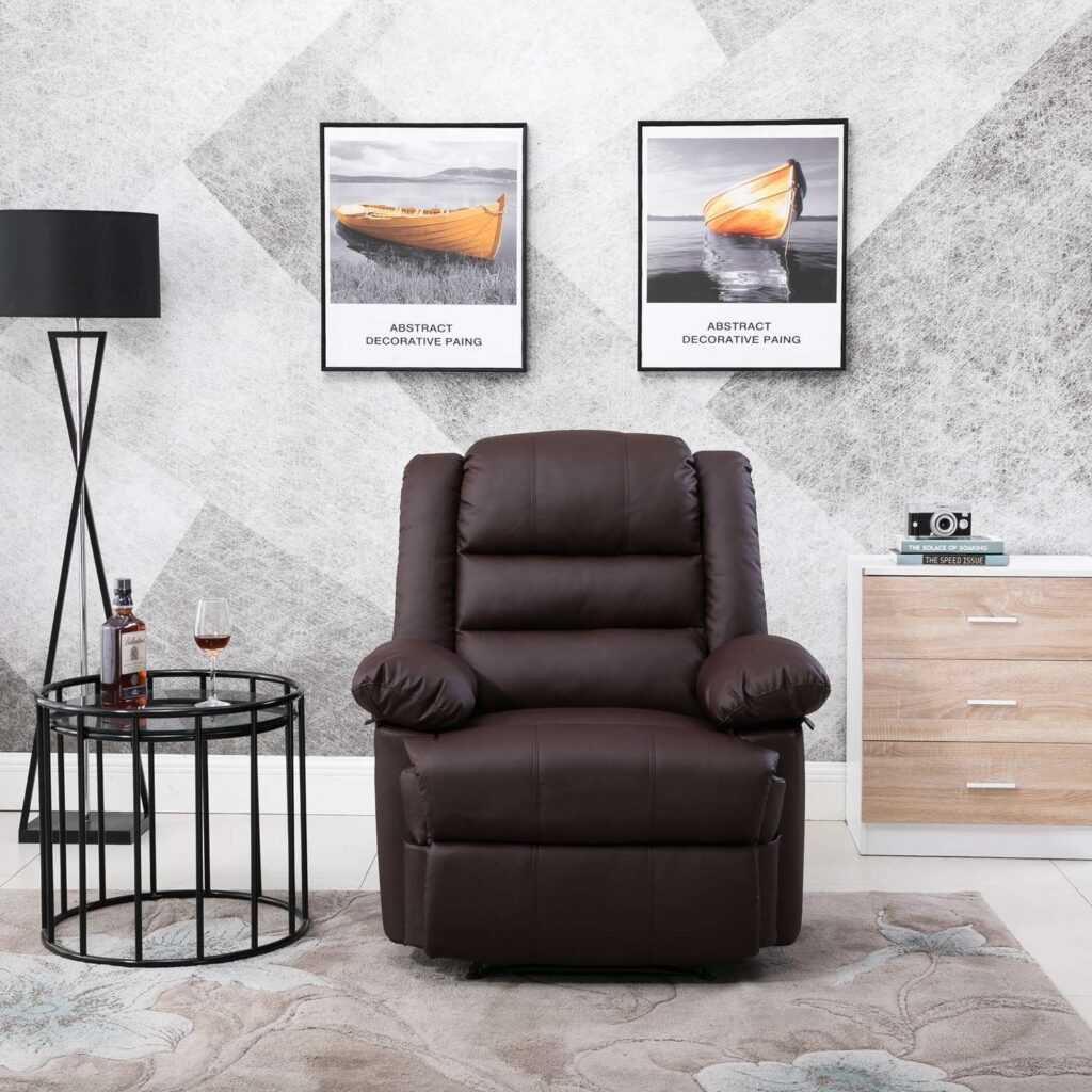 Lisbon Home Lounge Leather Manual Recliner Armchair in Brown