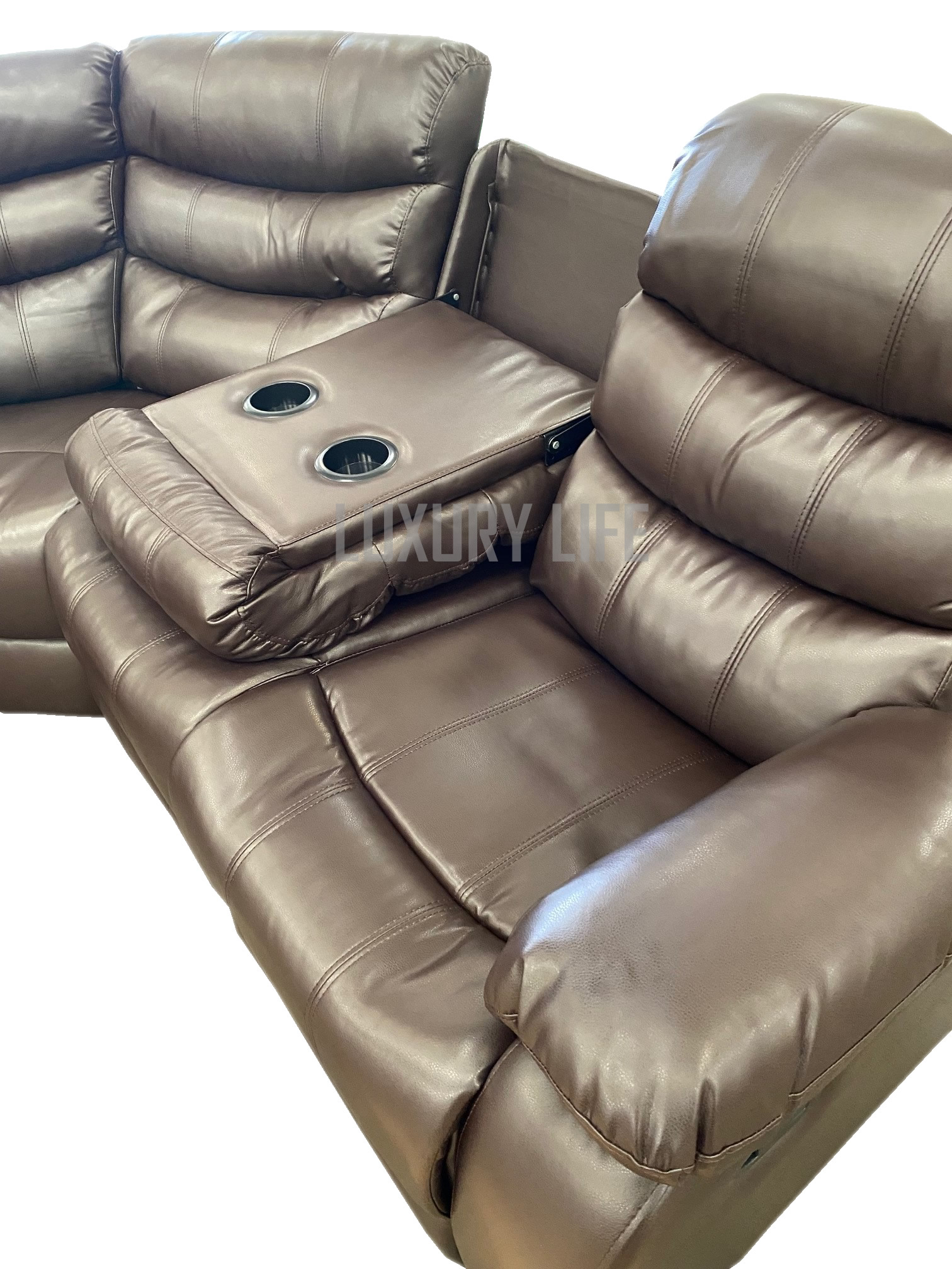 Brown Corner Sofa With Cupholders Leather Brown Corner Sofa With Cupholders 1