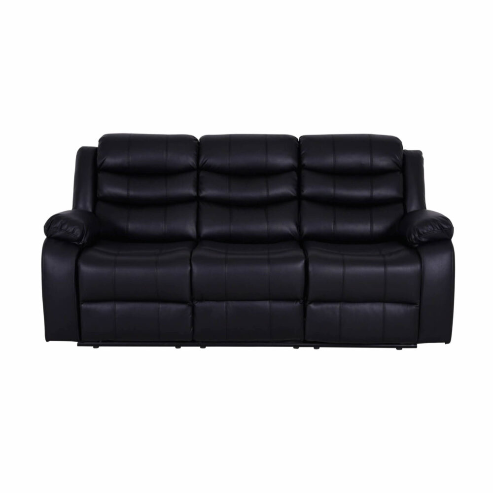 ROMA LEATHER BLACK 3 SEATER