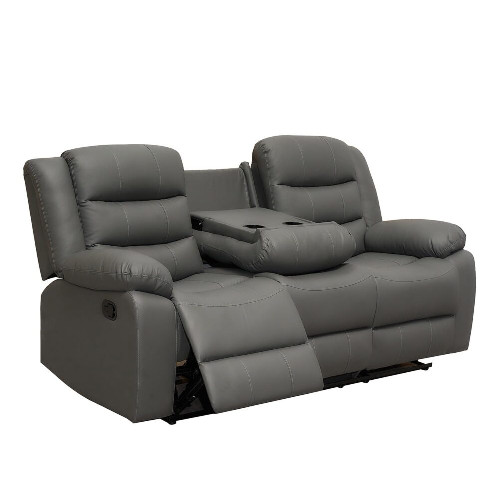 ROMA LEATHER GREY 3 SEATER