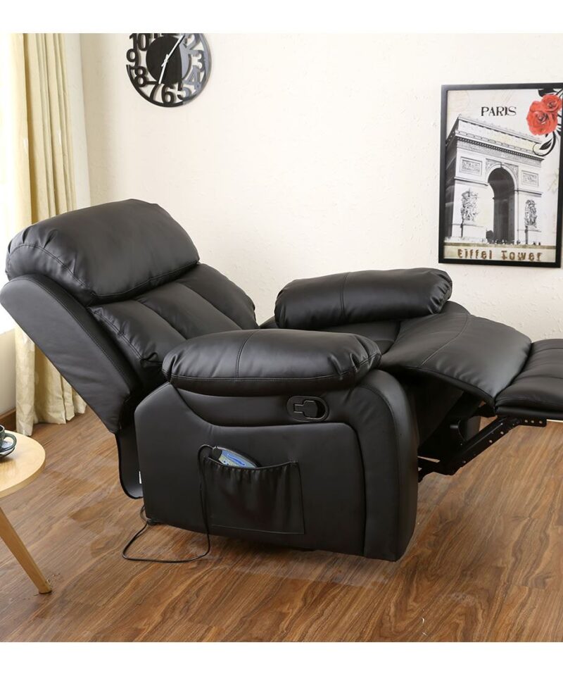 Leather Manual Recliner Heated Massage, Massage Leather Recliner