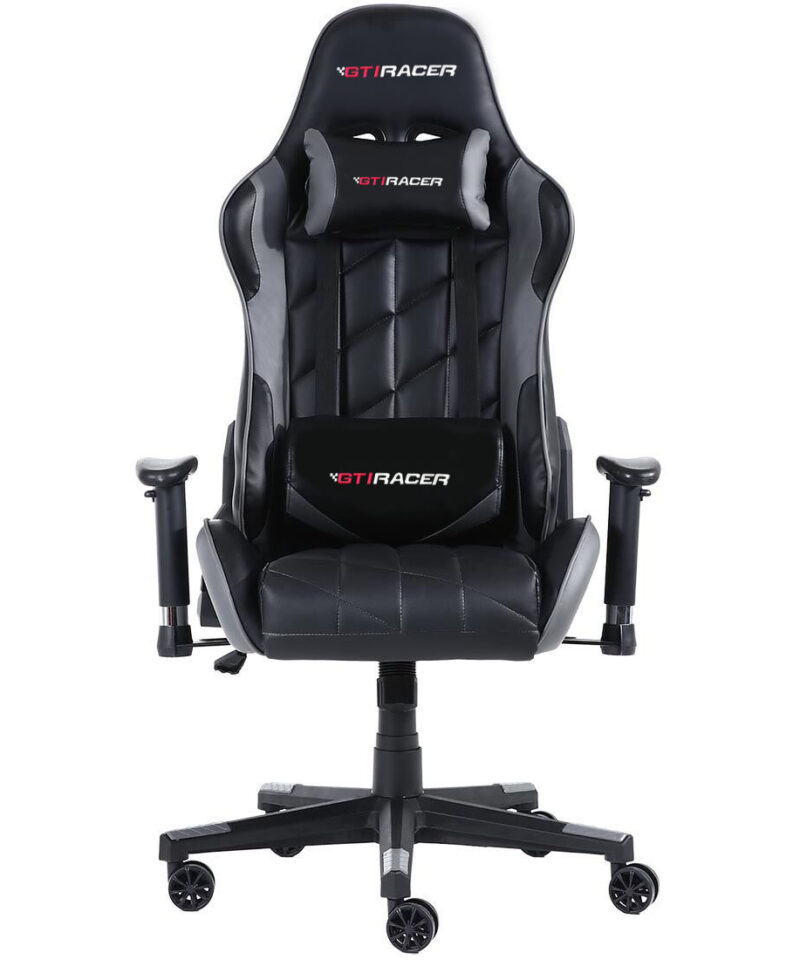 GTI RACER Pro GT Gaming Chair with Lumbar Support in Grey