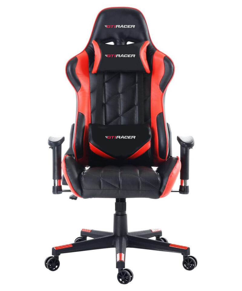 GTI RACER Pro GT Gaming Chair with Lumbar Support in Red