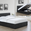 Faux Leather Ottoman Storage Gas Lift Up Bed in Black