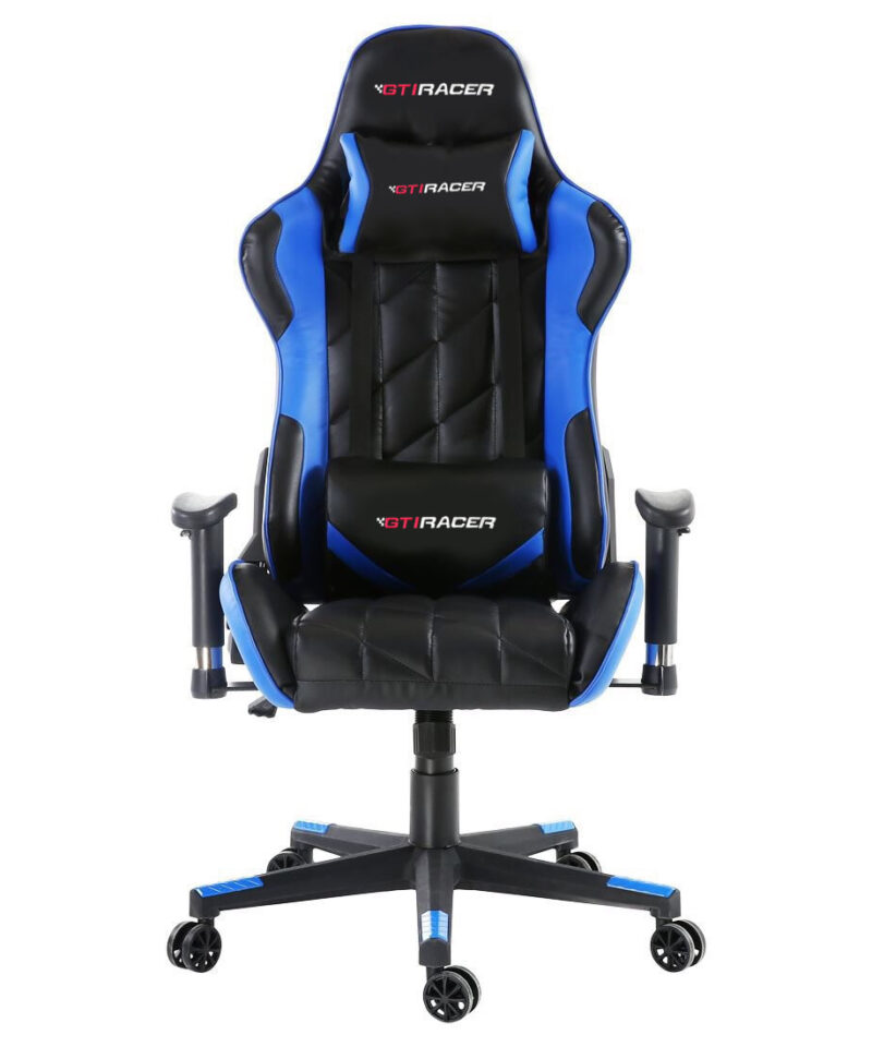 GTI RACER Pro GT Gaming Chair with Lumbar Support in Blue