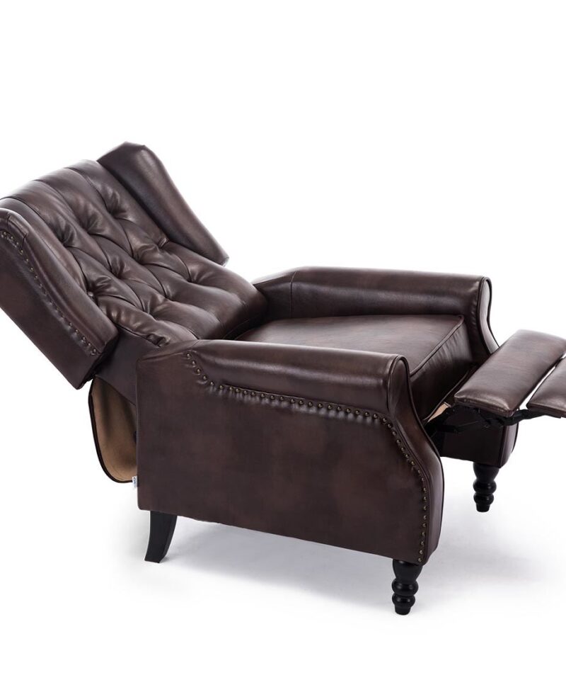 Pushback Leather Wingback Recliner, Leather Wingback Recliner Armchair