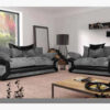 Dino Jumbo Cord Fabric 3+2 Sofa in Black with Grey