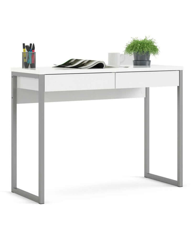 Gloss White 2 Drawer Office Desk 2