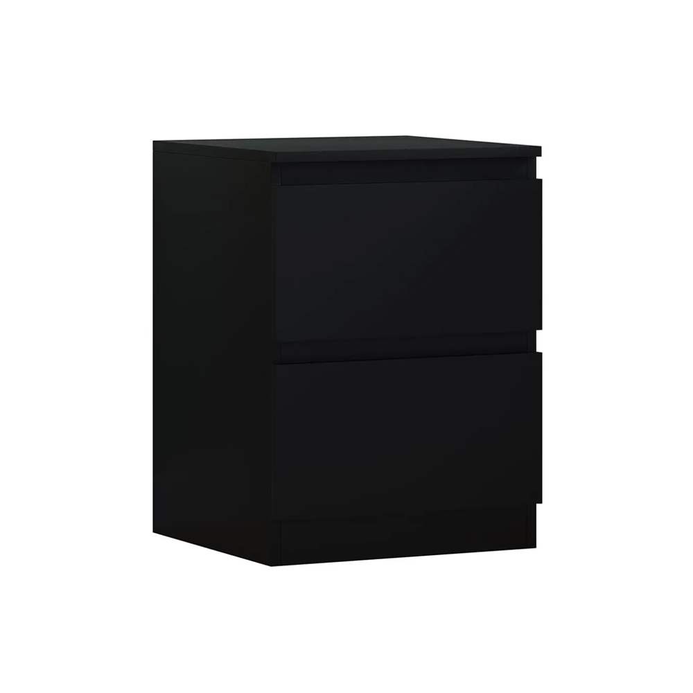 2 drawer bedside table cabinet matt black