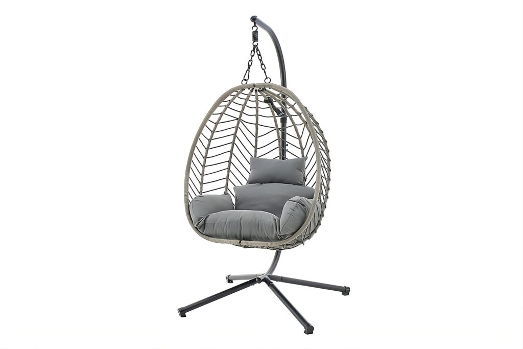 egg chair rattan efffect grey