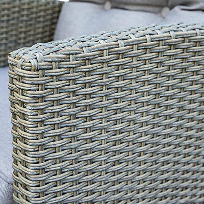 Mora Rattan 4 Seater Outdoor Conversation Set Garden Furniture Sofas with Coffee Table in Grey