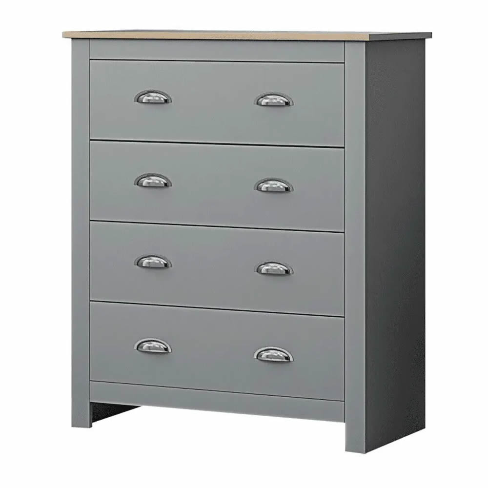 4 drawer cabinet matt grey light oak westbury