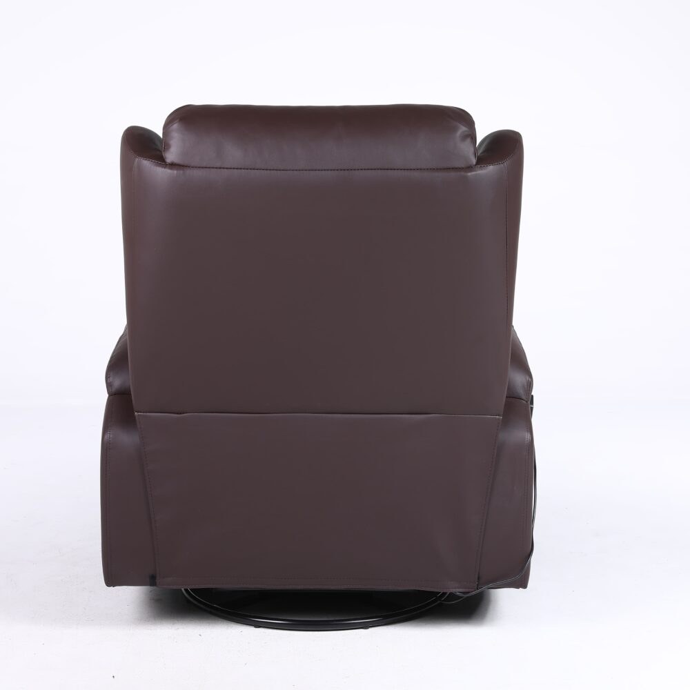 Copenhagan Leather Manual Recliner Armchair with Heat Massager in Brown