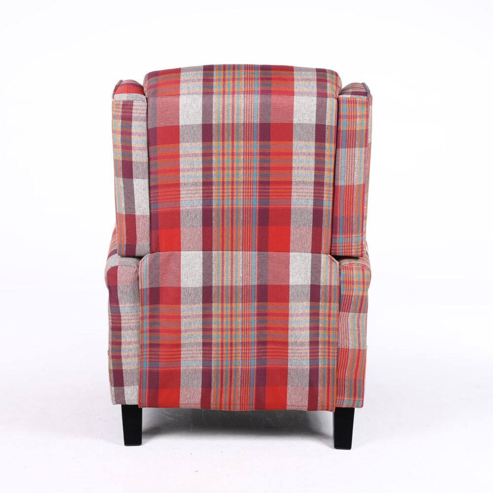 Estonia Fabric Pushback Recliner Armchair in Red Tartan