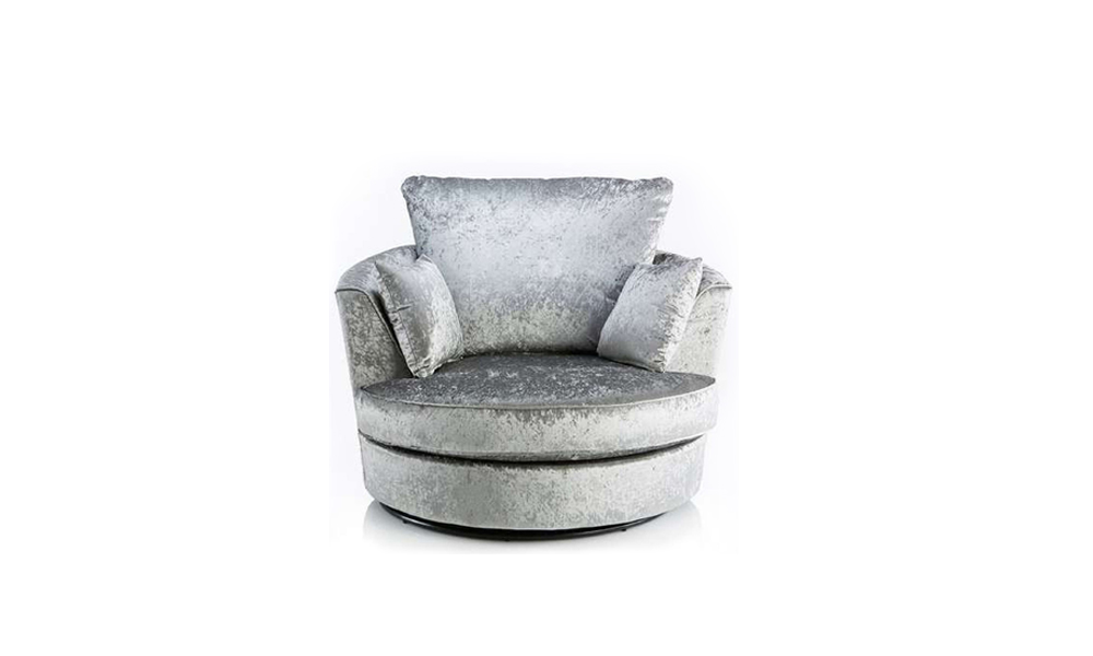 dylan silver crushed velvet swivel chair