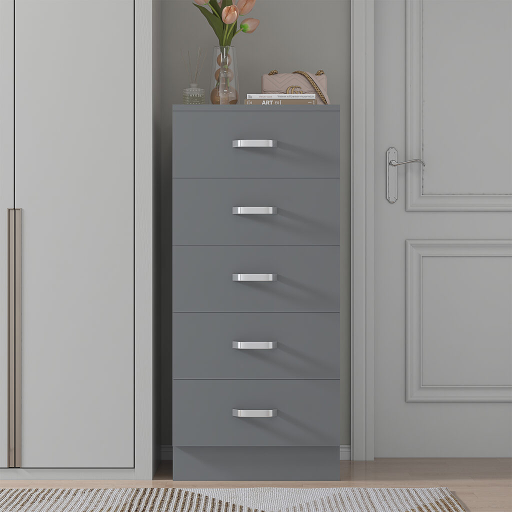TUNIS MATT GREY 5 DRAWER