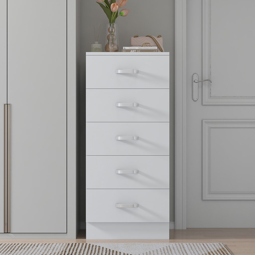 TUNIS MATT WHITE 5 DRAWER