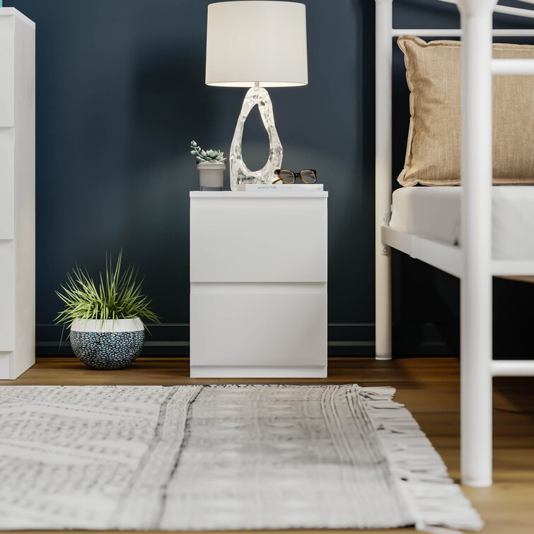 Carlton 2 Drawer Bedside Table Cabinet in Gloss White