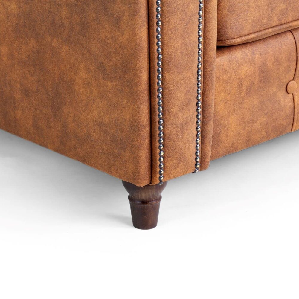 Oakland Suede 4-5 Seater Corner Sofa in Tan Brown Fabric
