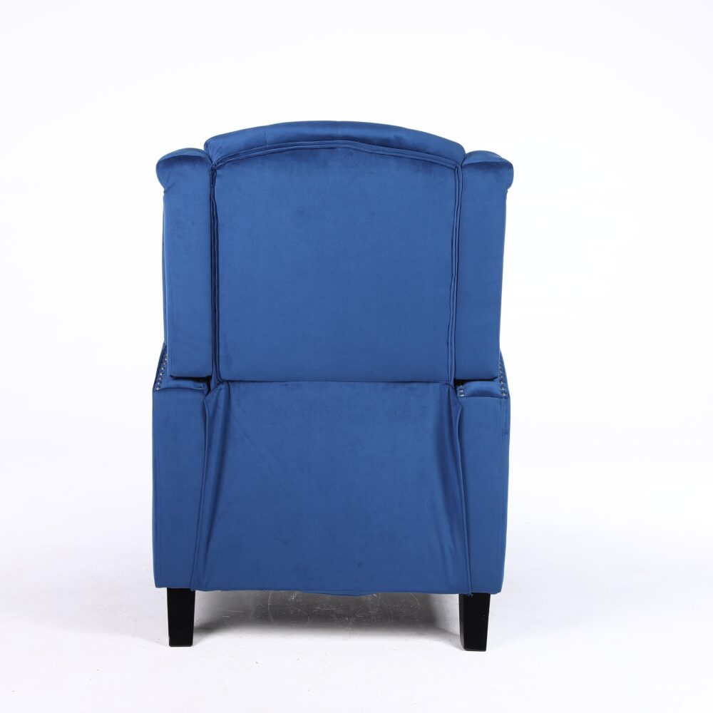 Antwerp Fabric Pushback Recliner Velvet Wingback Armchair in Blue