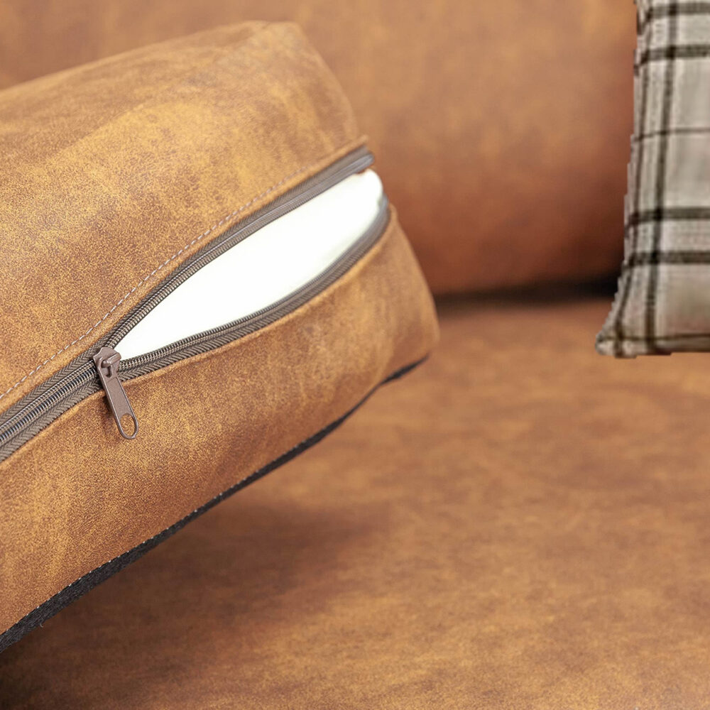 Oakland Suede 4-5 Seater Corner Sofa in Tan Brown Fabric