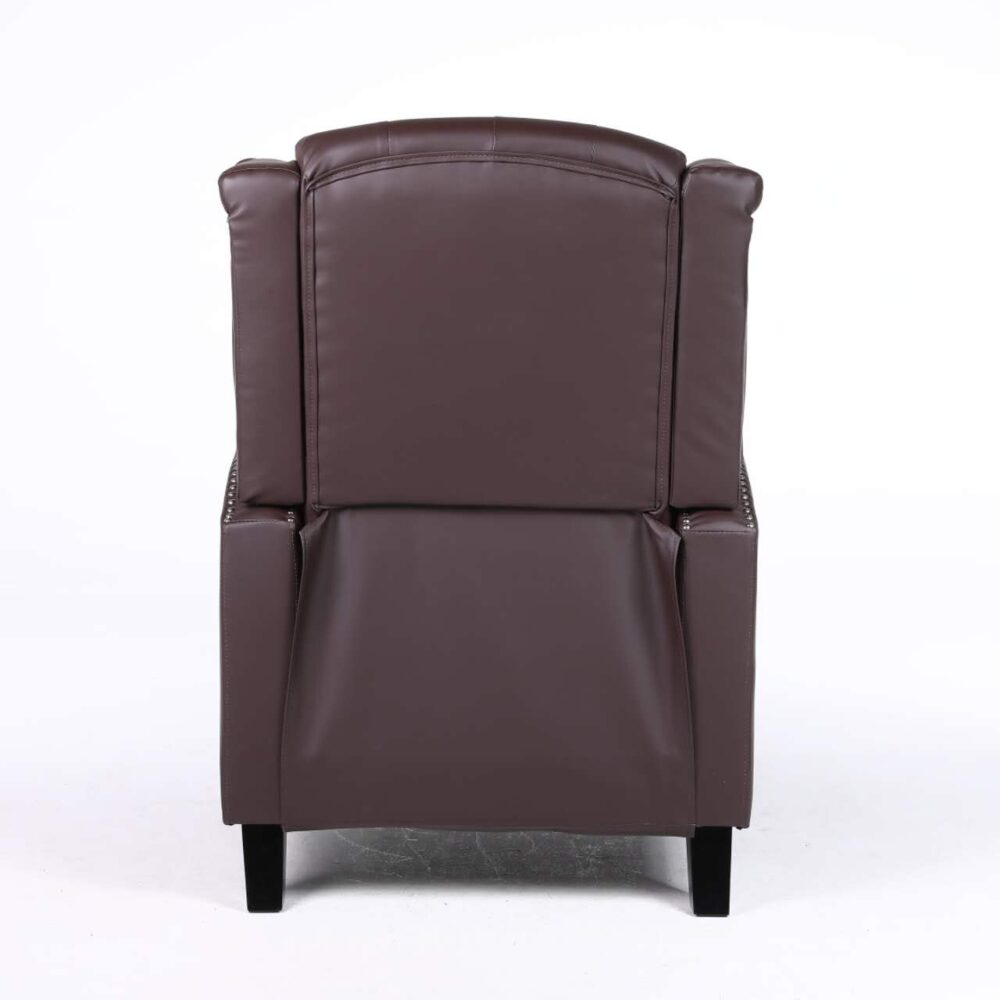 Antwerp Fabric Pushback Leather Wingback Recliner Armchair in Brown