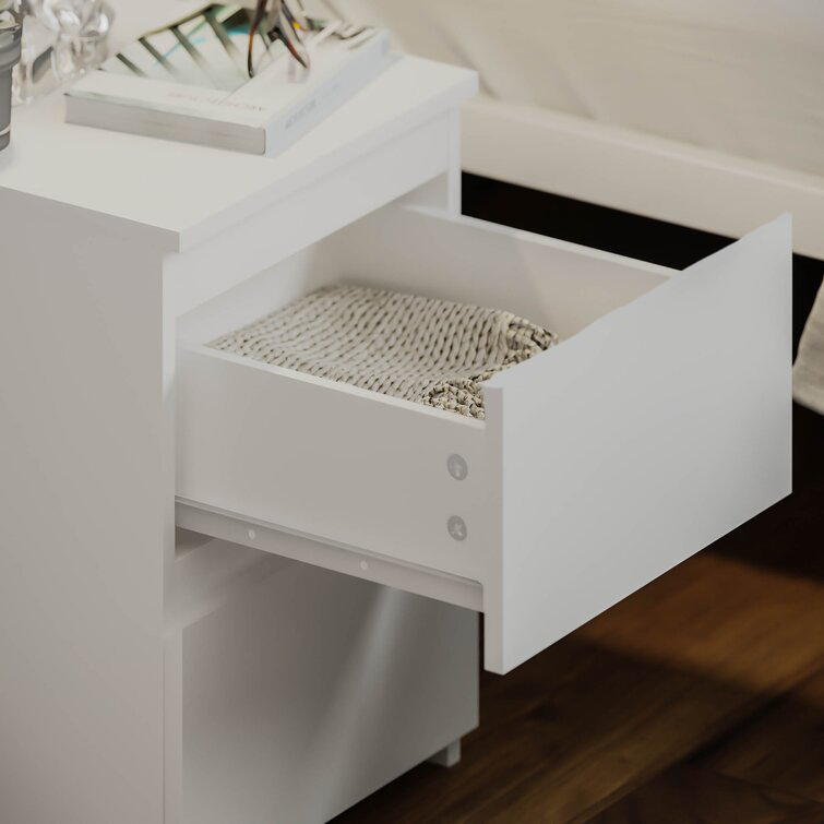 Carlton 2 Drawer Bedside Table Cabinet in Gloss White