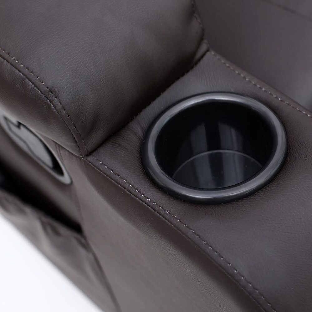 Copenhagan Leather Manual Recliner Armchair with Heat Massager in Brown