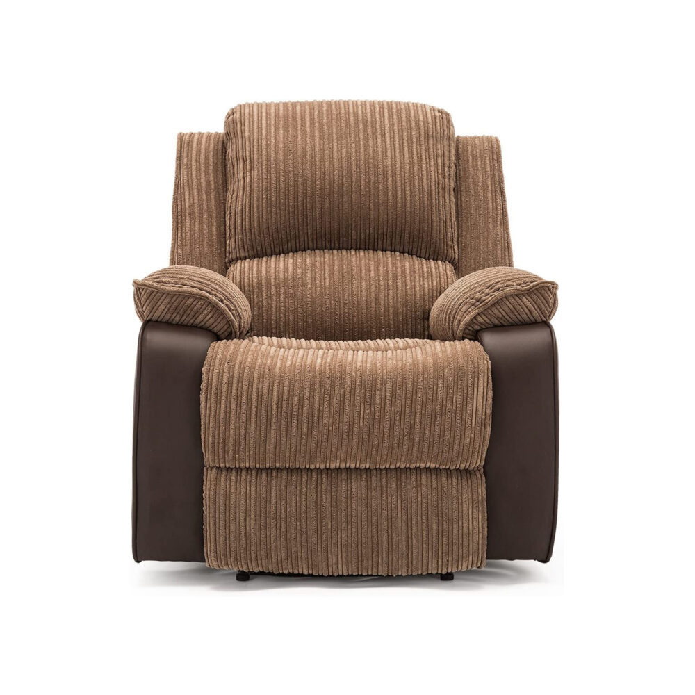 Preston Jumbo Cord Manual Recliner Armchair in Brown