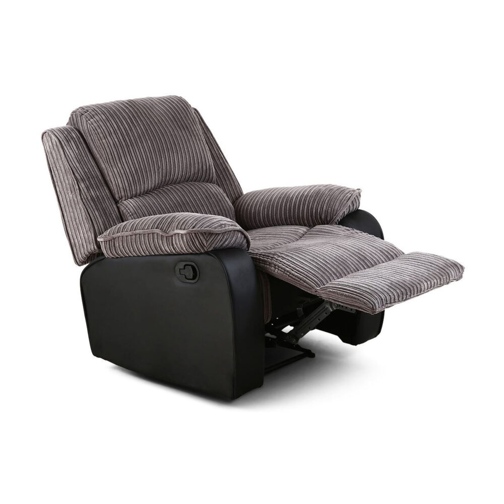 Preston Jumbo Cord Manual Recliner Armchair in Grey