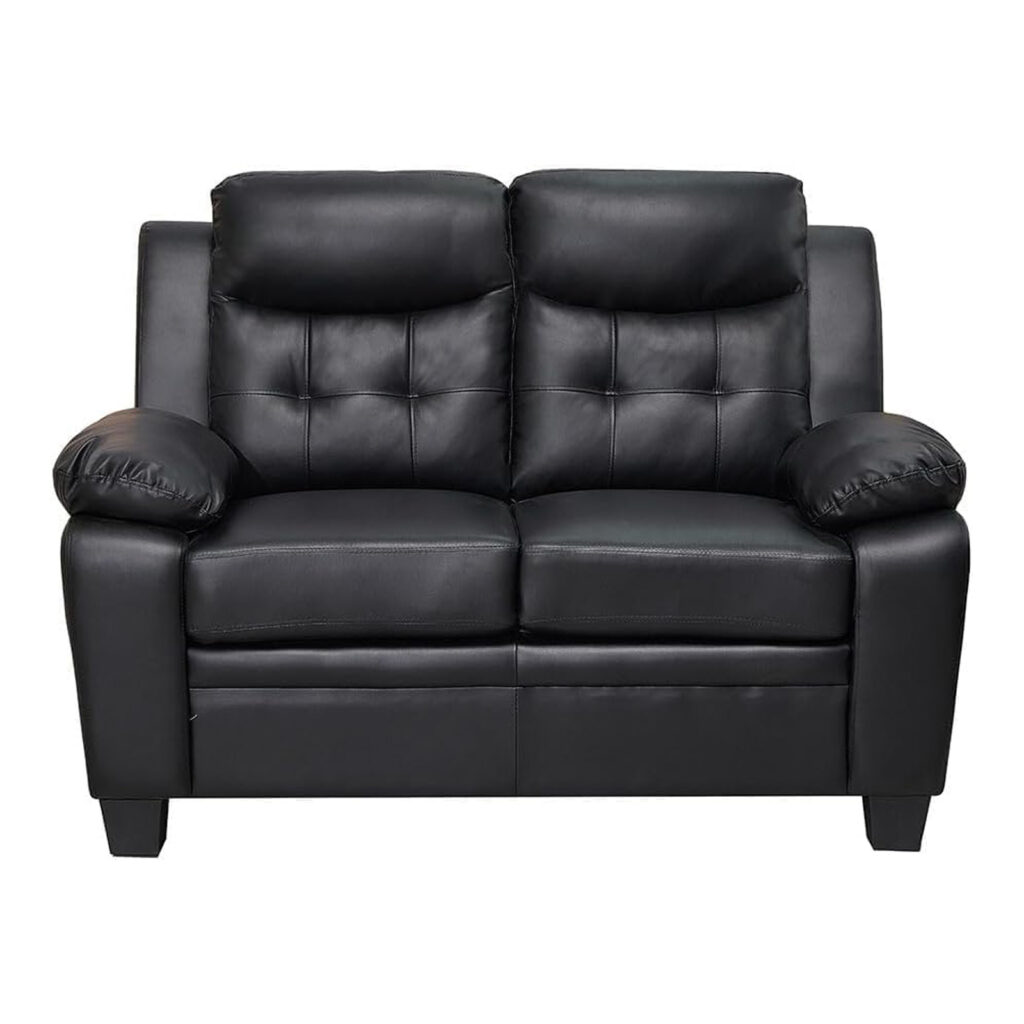 Aura Leather 3+2 Seater Sofa in Black