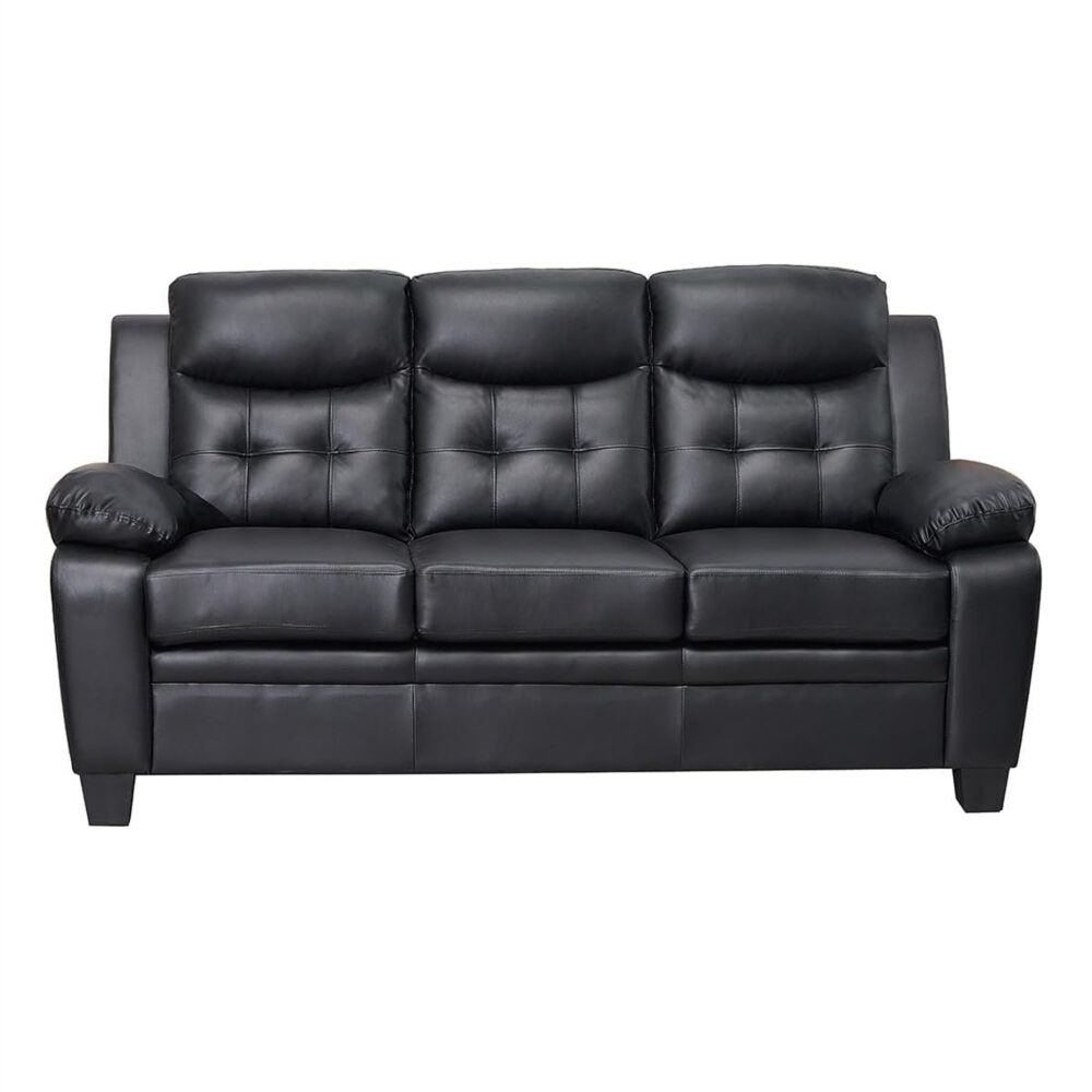 Aura Leather 3+2 Seater Sofa in Black