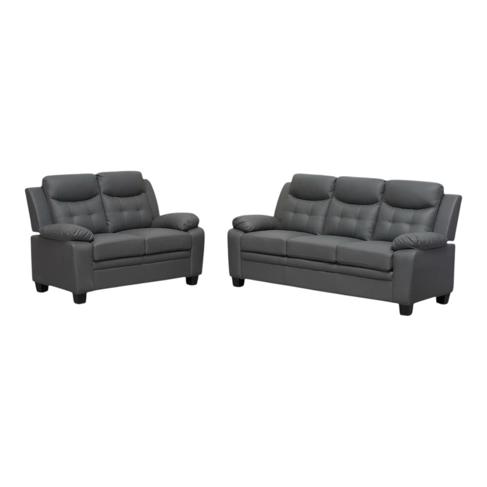 Aura Leather 3+2 Seater Sofa in Grey