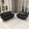 Eclipse Leather Black Sofa 3+2
