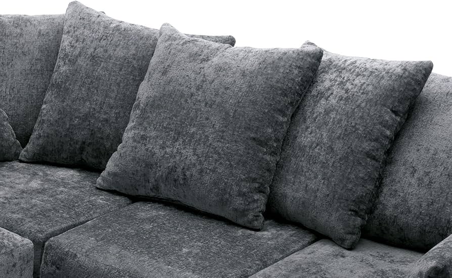 Dylan Chenille 4 Seater Fabric Corner Sofa in Grey