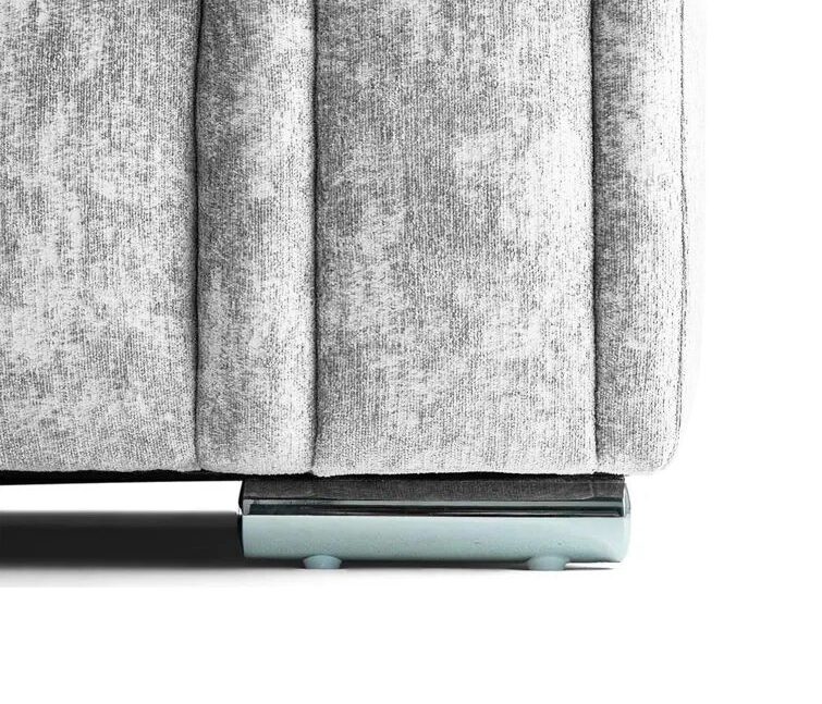 Chiswick Chenille 4 Seater Fabric Corner Sofa in Silver with Footstool