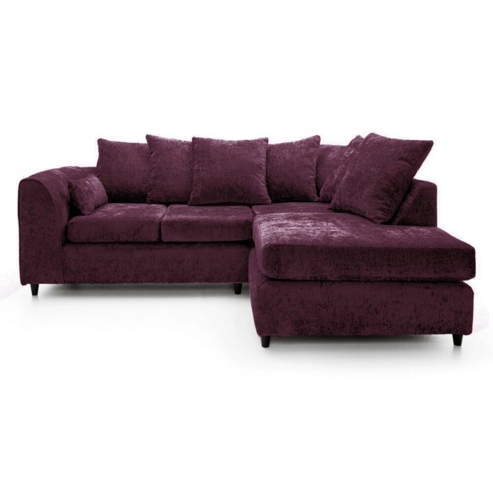 Dylan Chenille 4 Seater Fabric Corner Sofa in Aubergine