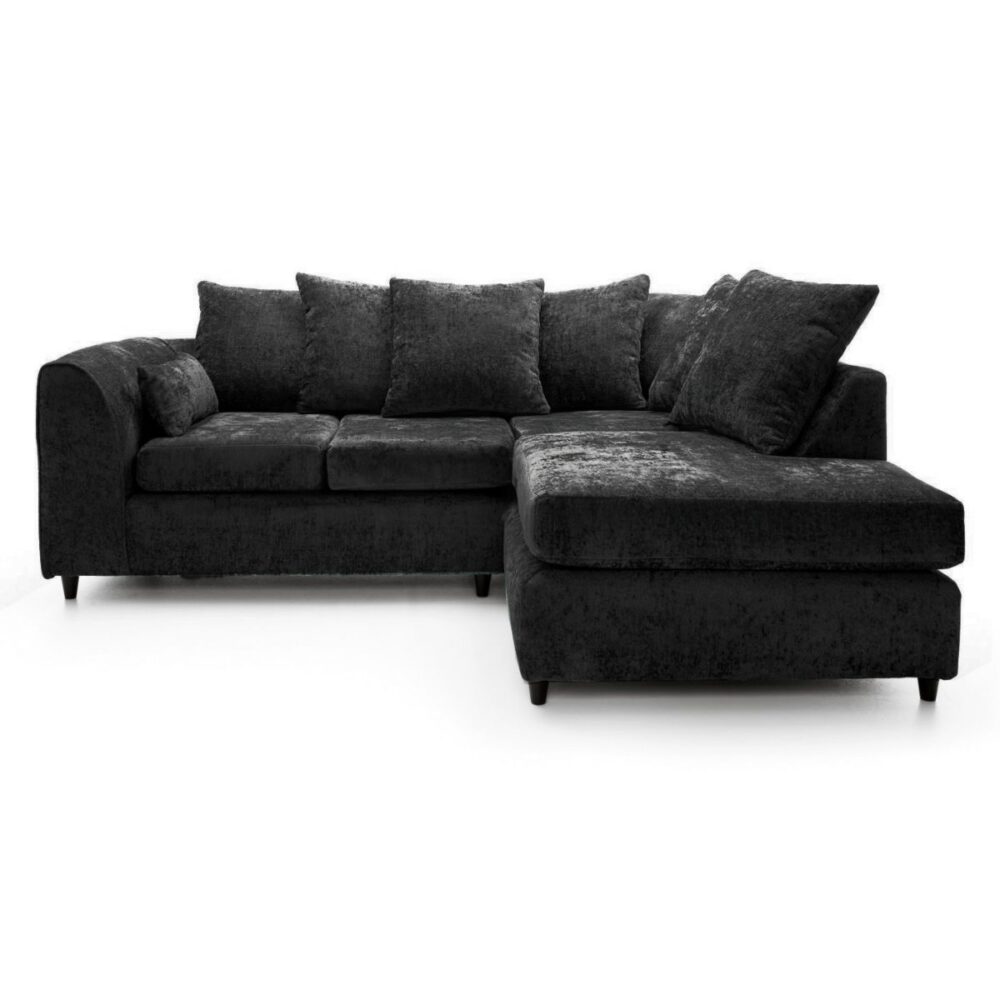 Dylan Chenille 4 Seater Fabric Corner Sofa in Black