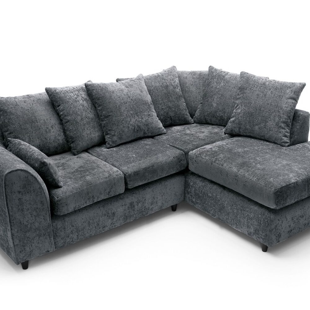 Dylan Chenille 4 Seater Fabric Corner Sofa in Grey