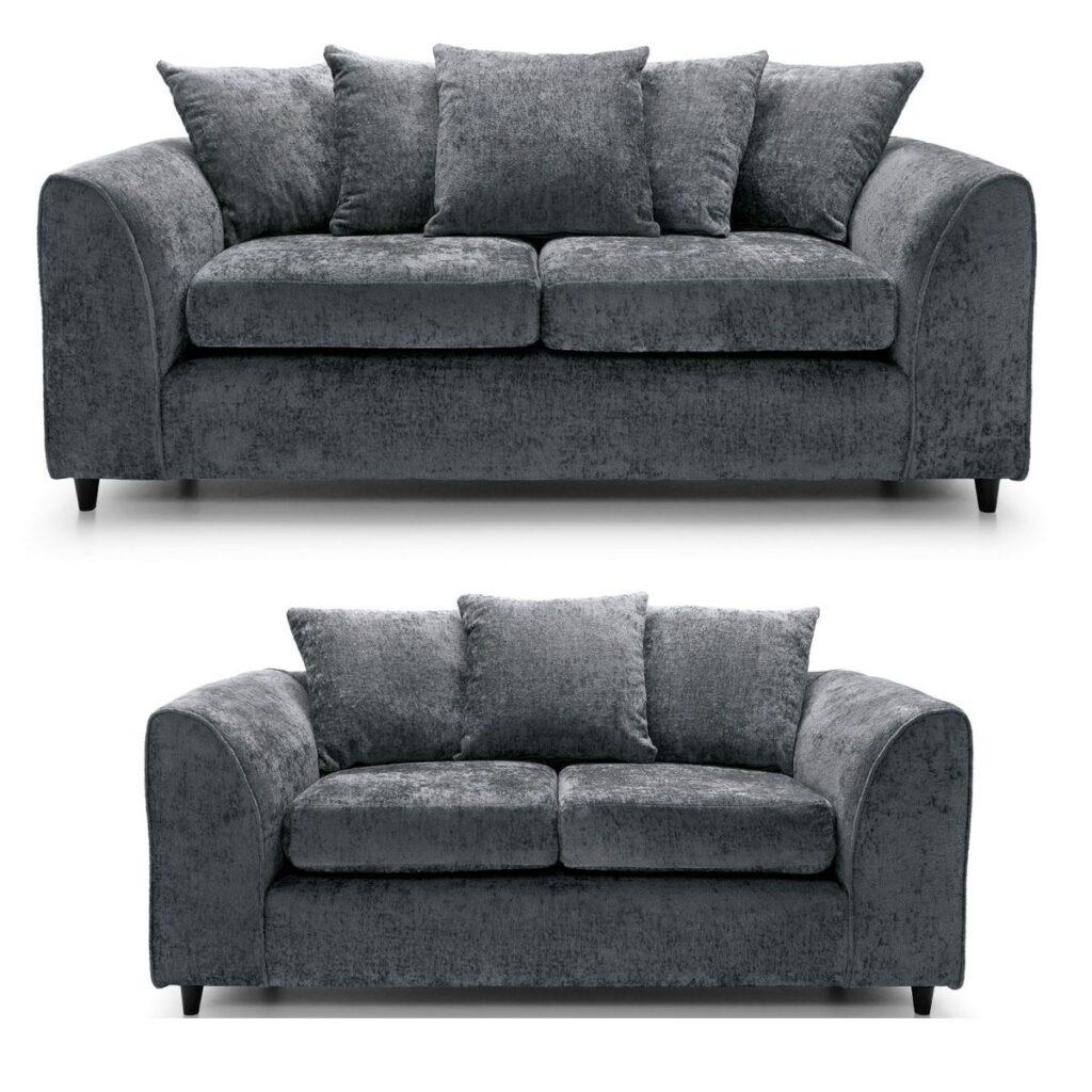 Dylan Chenille 3+2 Seater Fabric Sofa in Grey