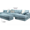 Rest Jumbo Cord Fabric Double Ended Chaise Sofa with Footstool in Sky Blue