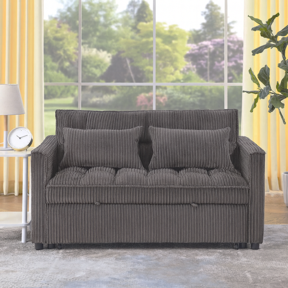 Modena Jumbo Cord 2 Seater Pull-Out Sofa Bed - Grey