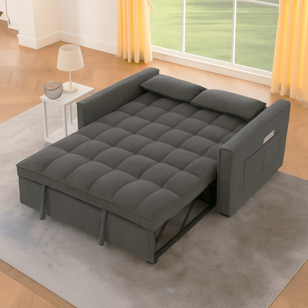 Modena Jumbo Cord 2 Seater Pull-Out Sofa Bed - Grey