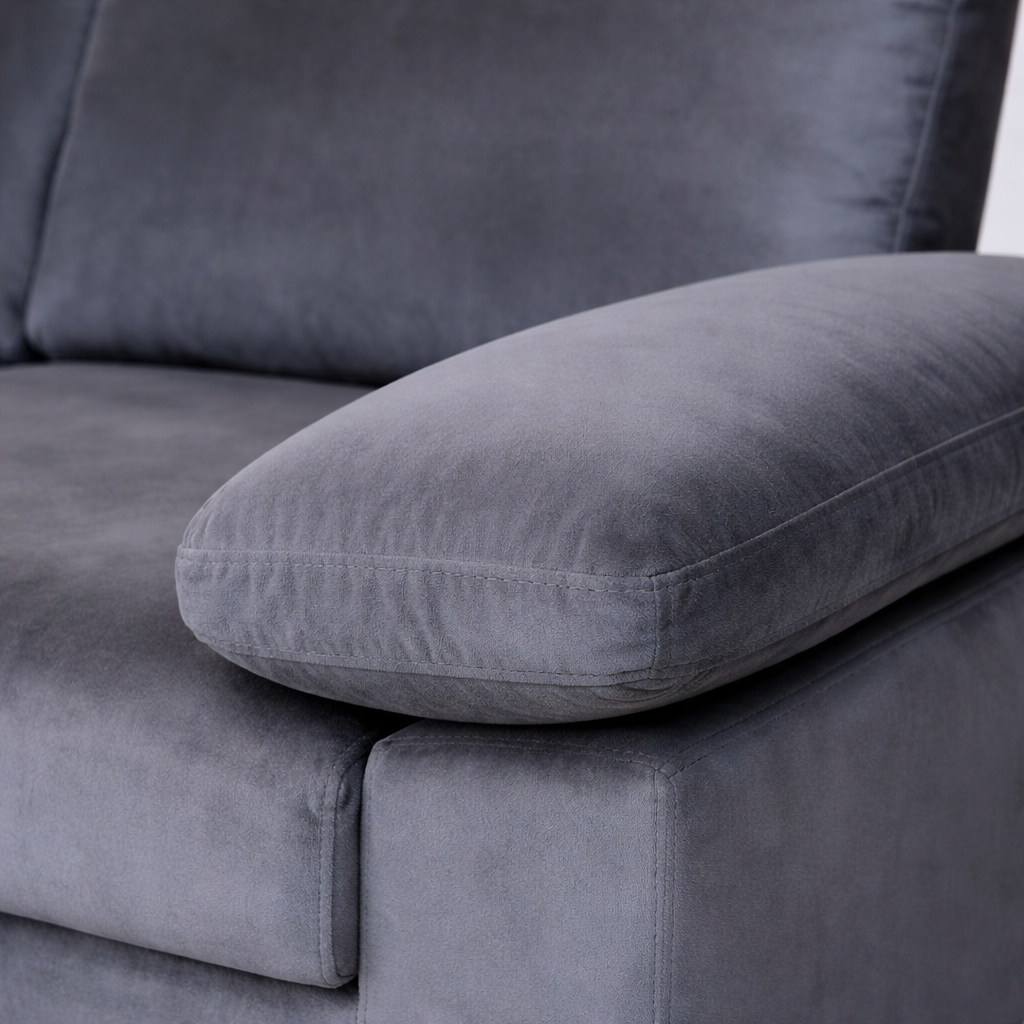 Venosa Velvet 3 Seater L-Shape Sofa in Grey