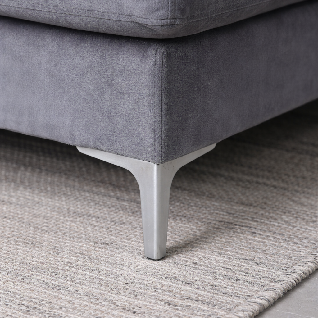 Venosa Velvet 3 Seater L-Shape Sofa in Grey