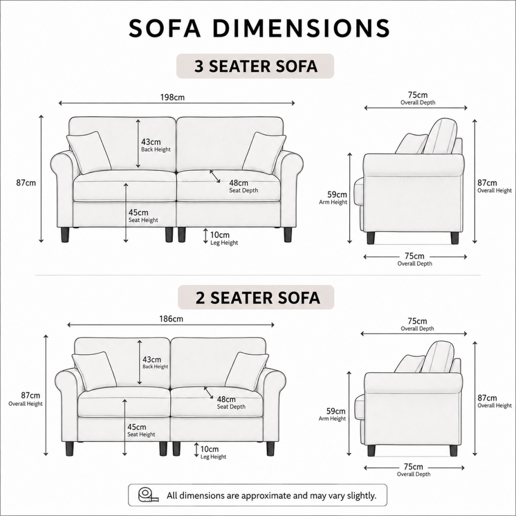 Genoa Fabric 3+2 Seater Sofa in Beige