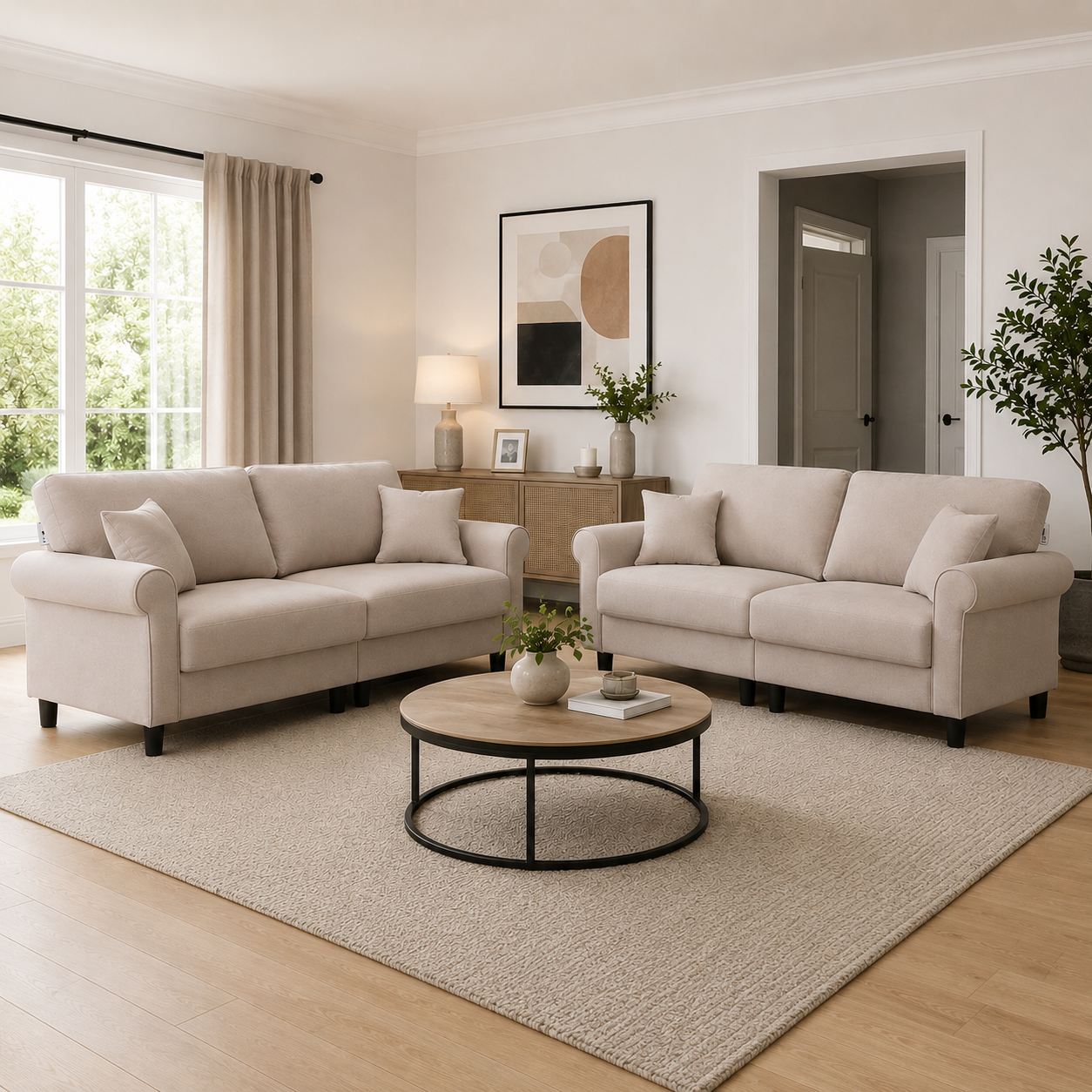 Genoa 2511 3+2 sofa set beige Genoa Fabric 3+2 Seater Sofa in Beige