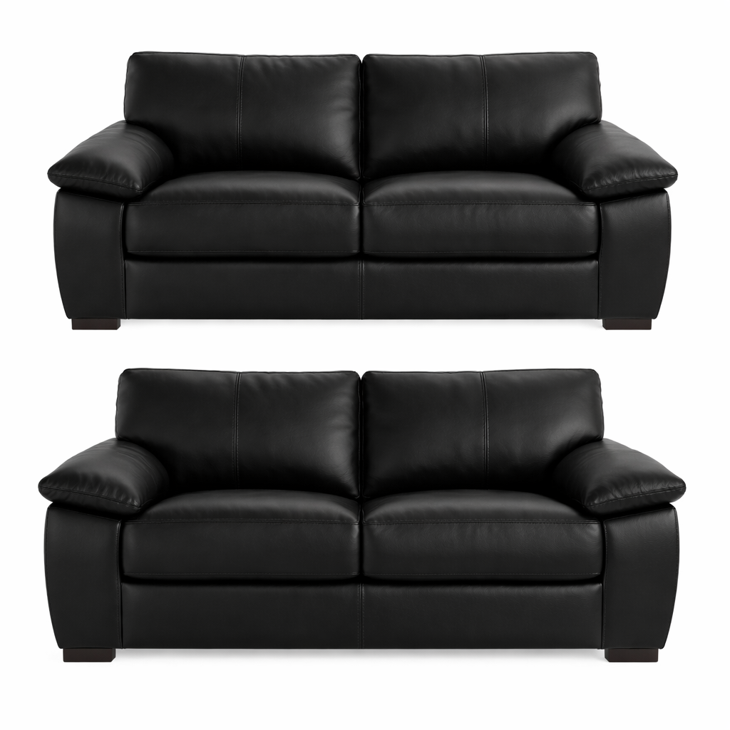 Amalfi Leather 3+2 Sofa in Black