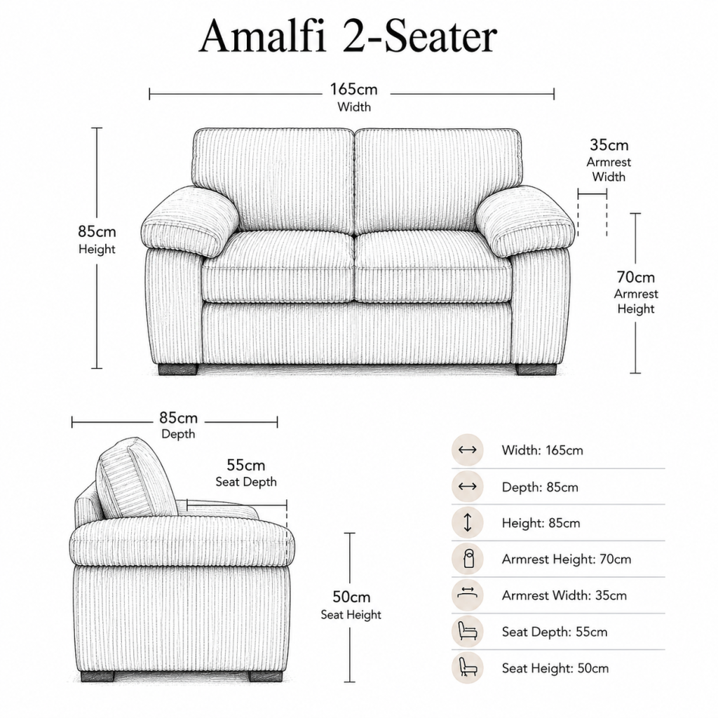 Amalfi Leather 3+2 Sofa in Black